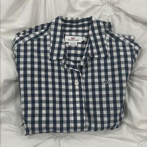 Vineyard Vines Navy and White Plaid Shirt